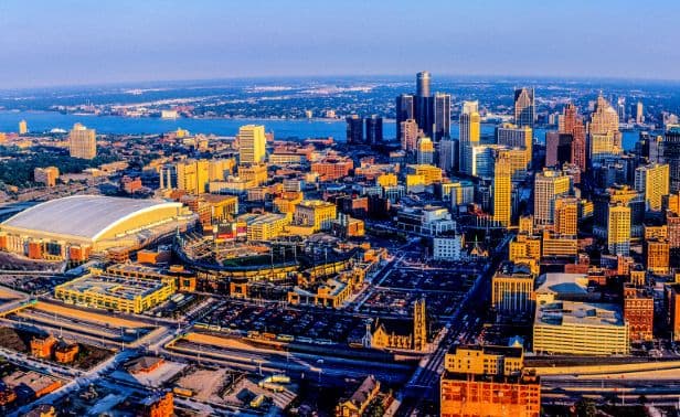 Private helicopter flight in Detroit at sunset - vue 2